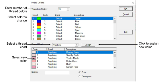 Galled Thread Color Color Code Api Change thread colors
