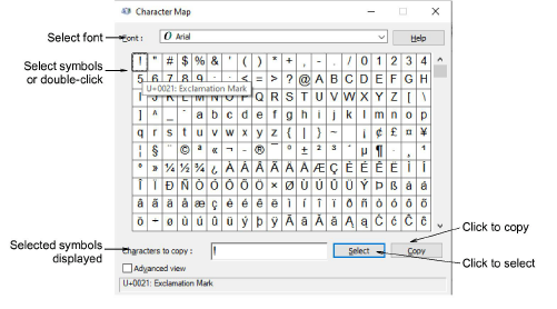 Use the Character Map