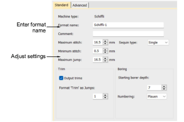 Create custom formats for different machines
