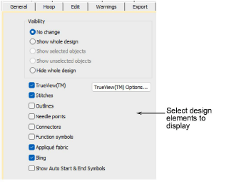 Design viewing options